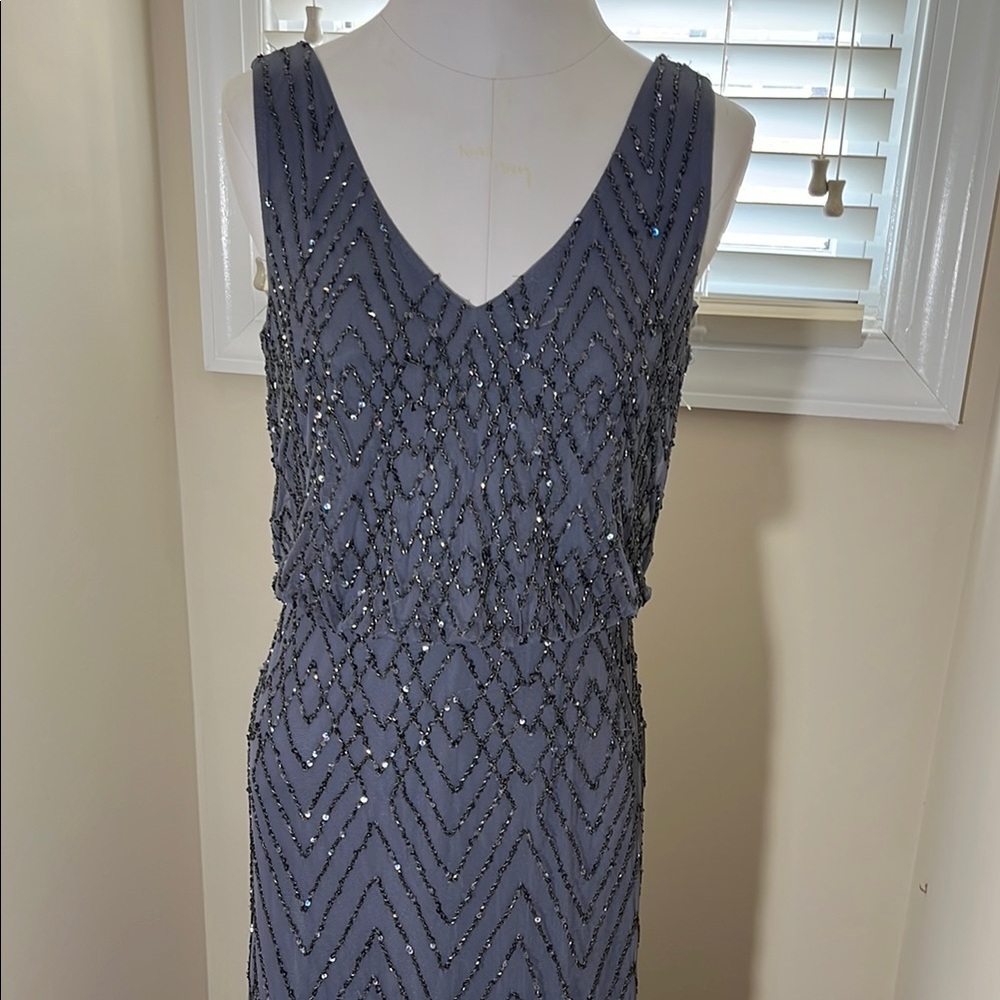 Gray Sequin Embellished Maxi Dress